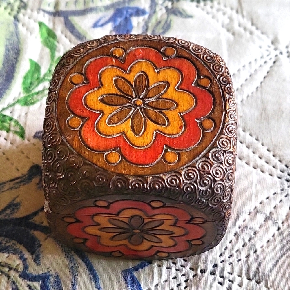 Vintage carved wooden box